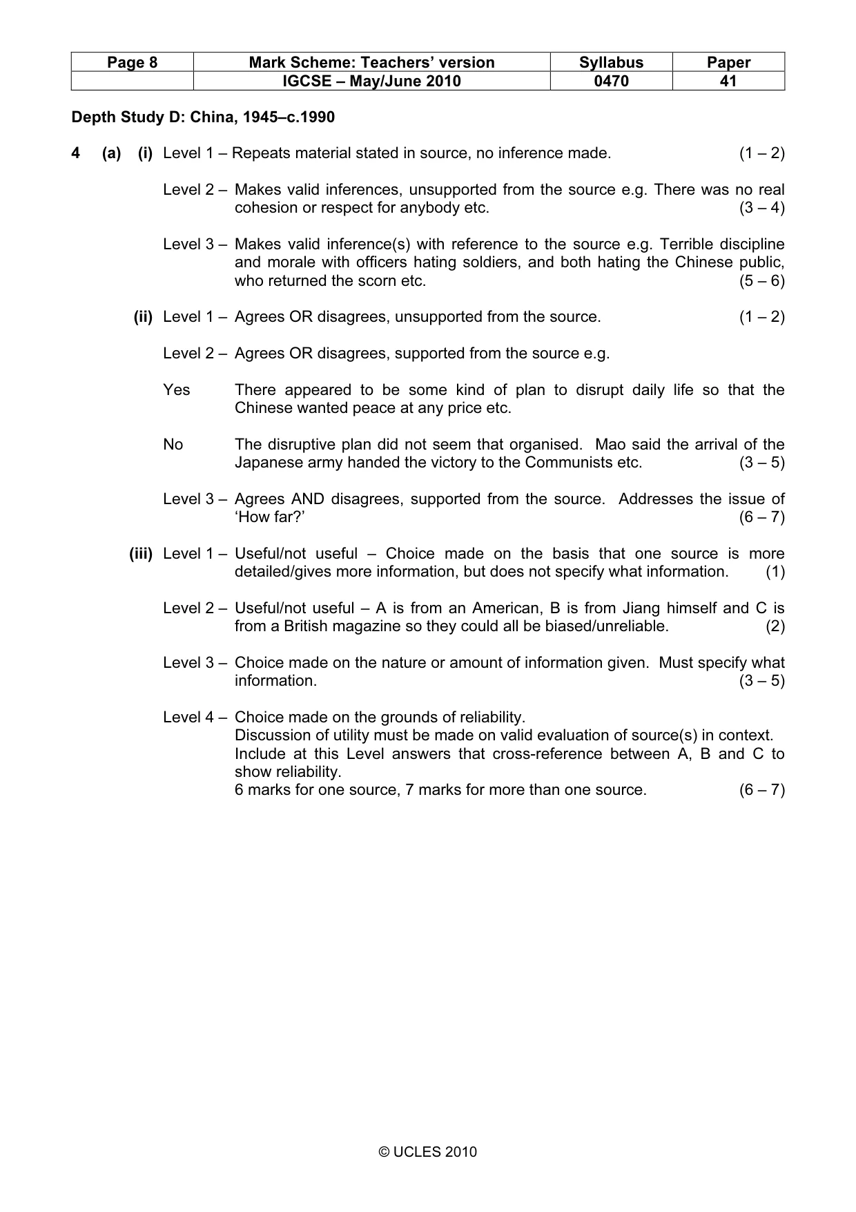 Mark scheme, page 8 of 17