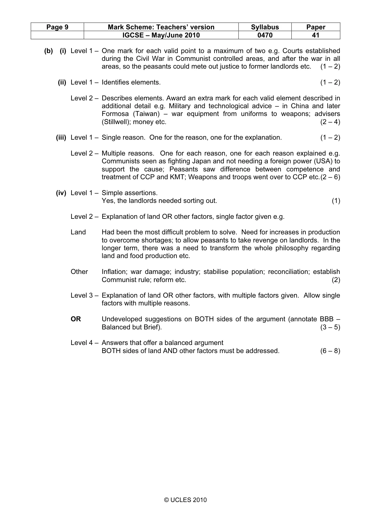 Mark scheme, page 9 of 17