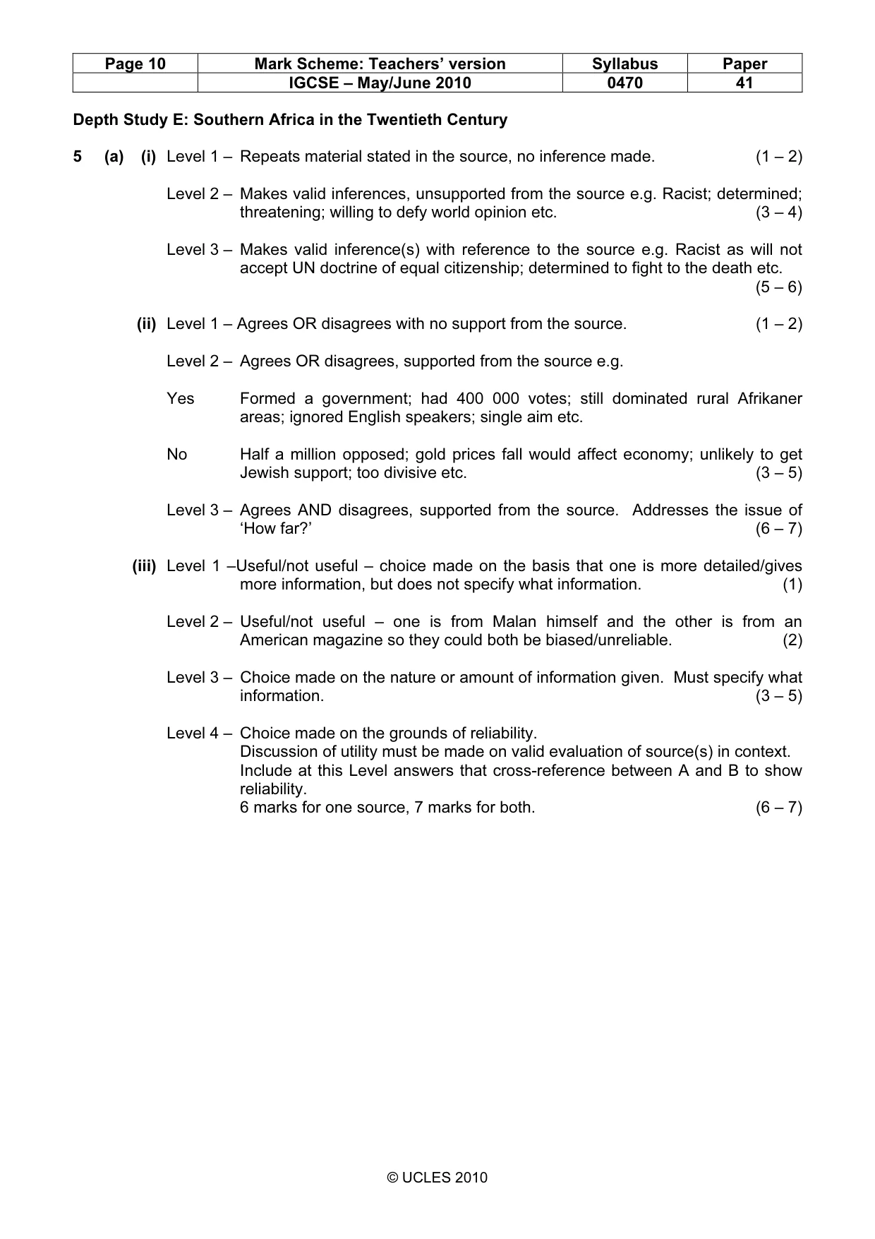 Mark scheme, page 10 of 17