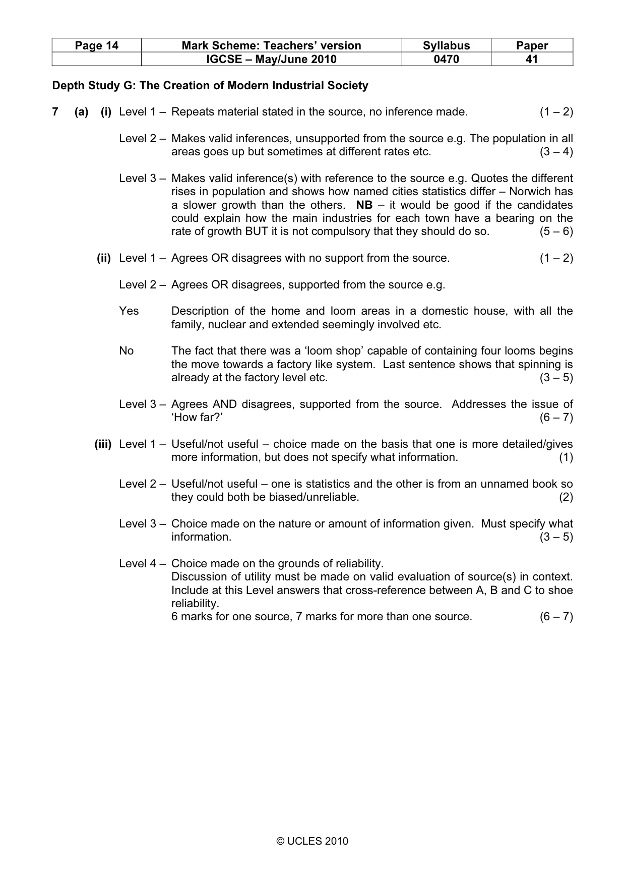 Mark scheme, page 14 of 17