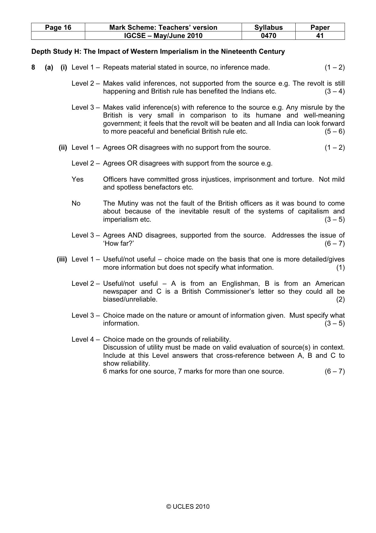 Mark scheme, page 16 of 17
