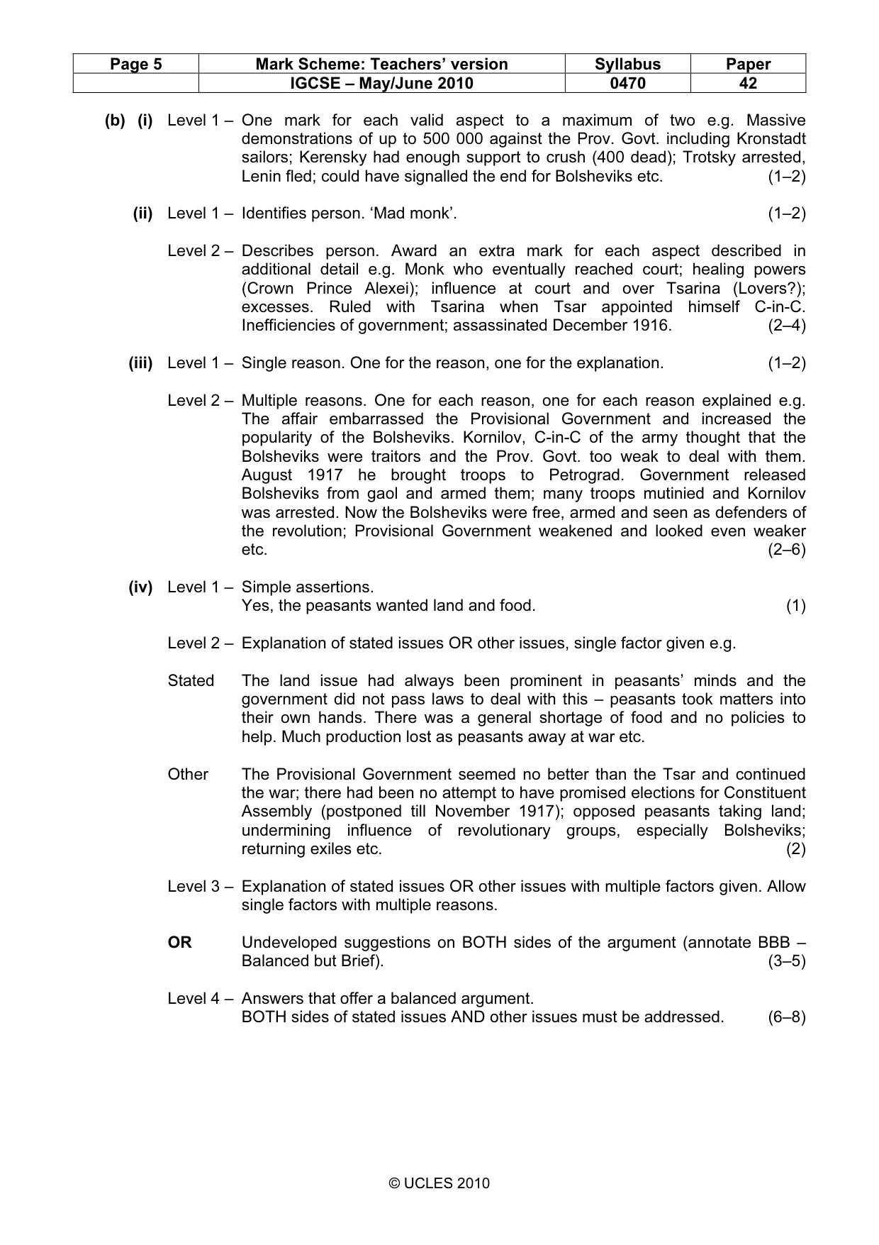 Mark scheme, page 5 of 17