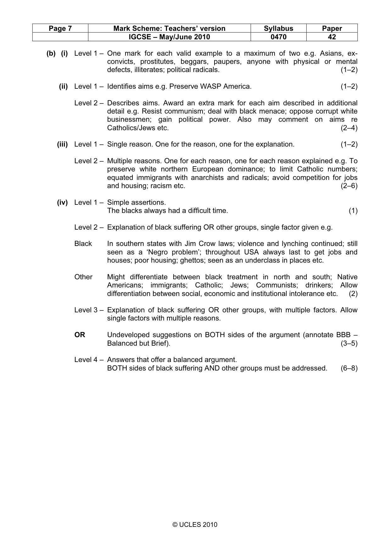 Mark scheme, page 7 of 17