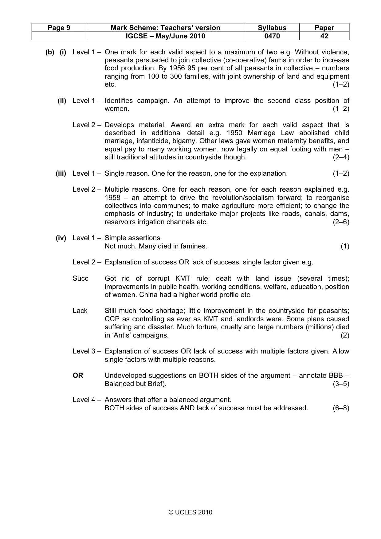 Mark scheme, page 9 of 17
