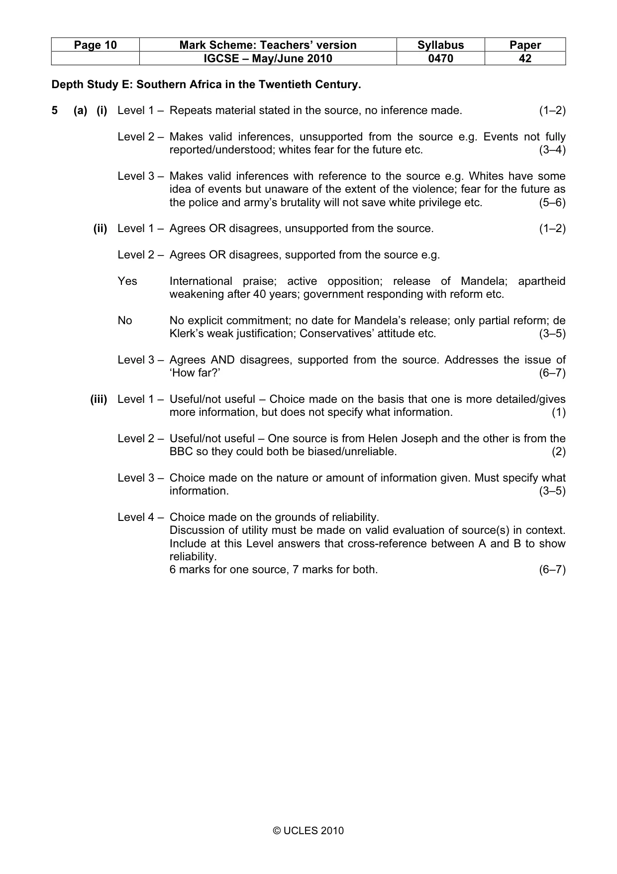 Mark scheme, page 10 of 17