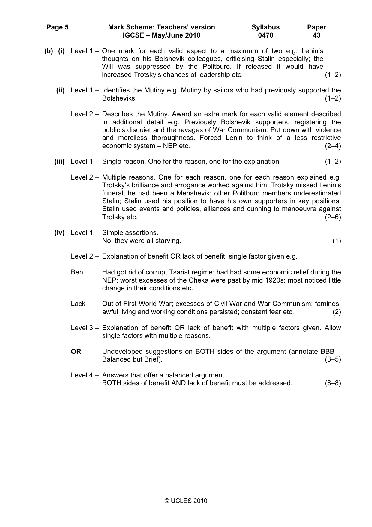 Mark scheme, page 5 of 17