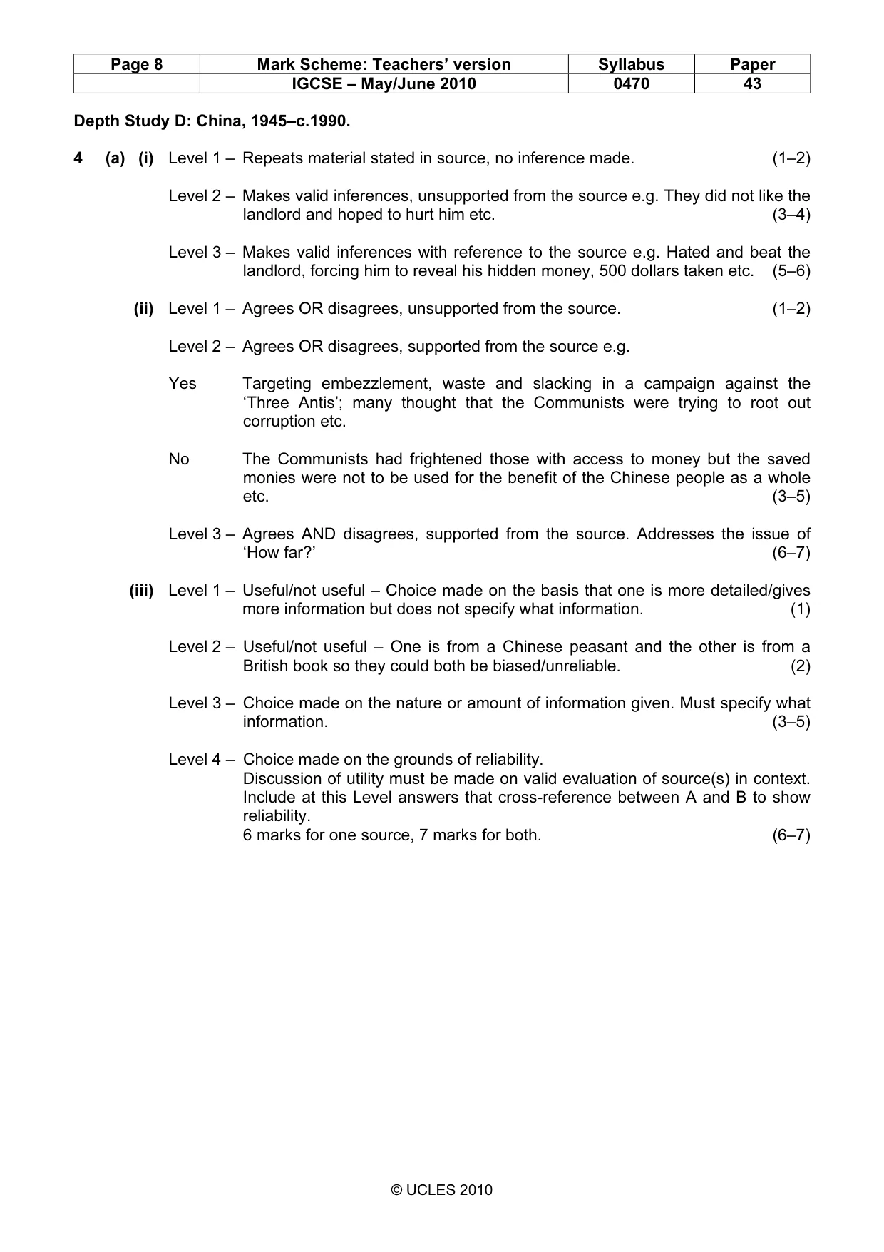 Mark scheme, page 8 of 17