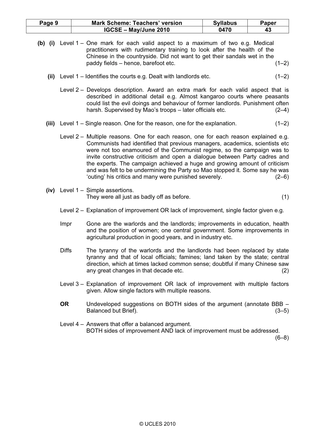 Mark scheme, page 9 of 17