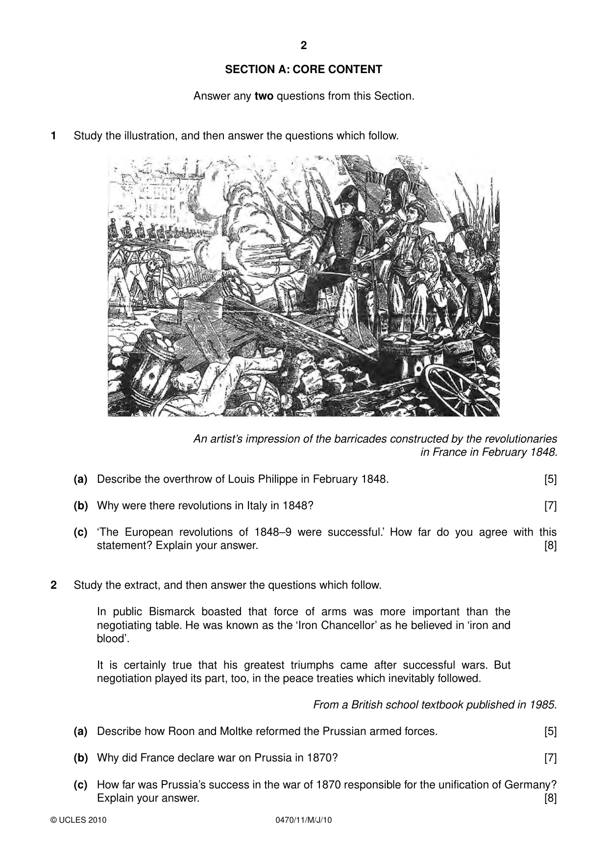 Cambridge IGCSE History 0470 2010 May/June Paper 1 · Variant 1 question paper, page 2 of 16