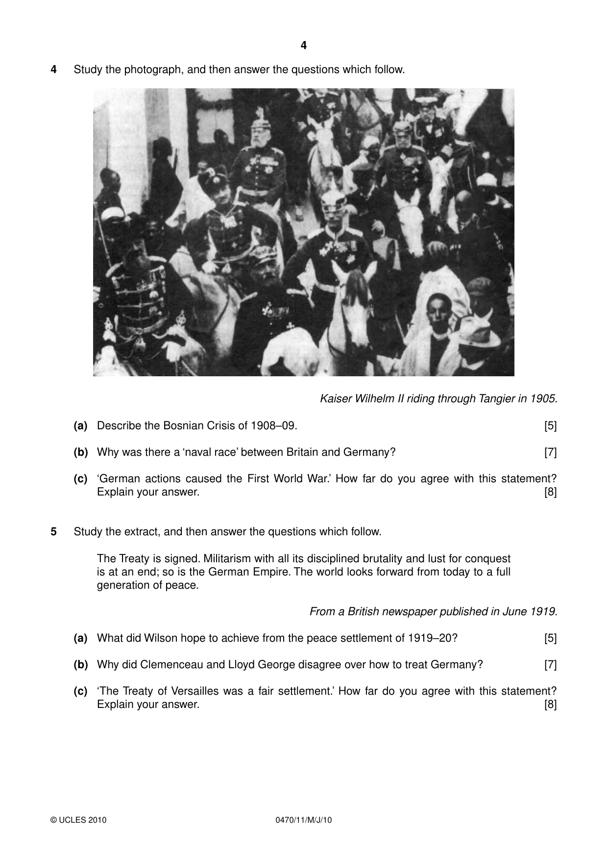 Cambridge IGCSE History 0470 2010 May/June Paper 1 · Variant 1 question paper, page 4 of 16
