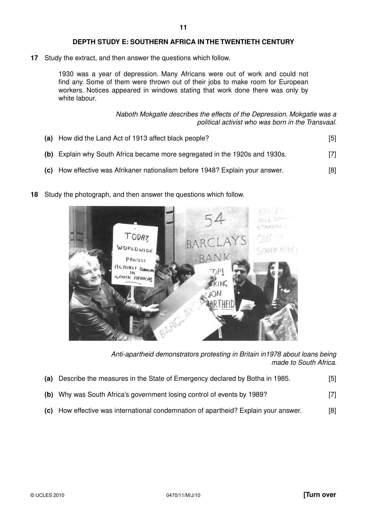 Cambridge IGCSE History 0470 2010 May/June Paper 1 · Variant 1 question paper, page 11 of 16