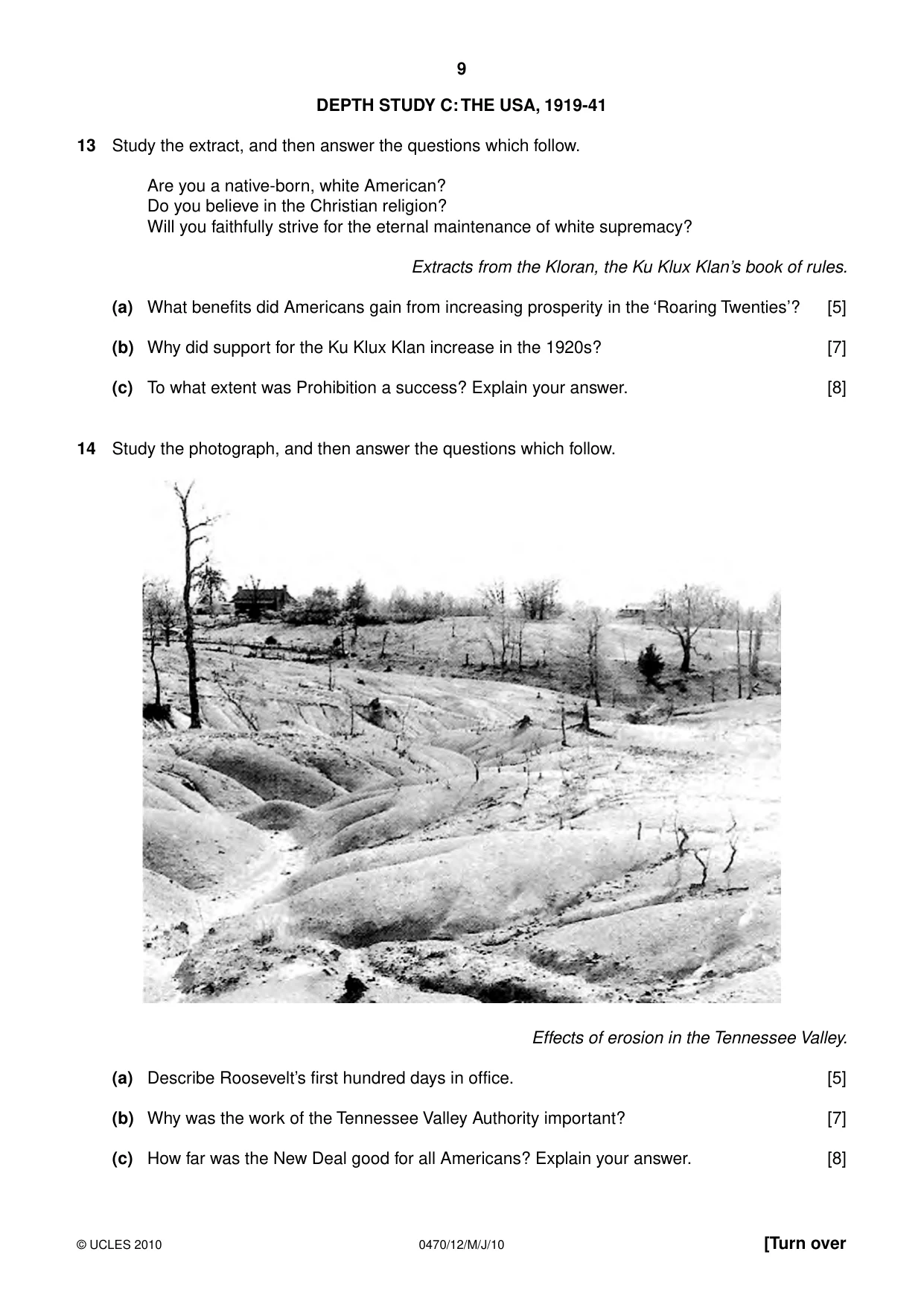 Cambridge IGCSE History 0470 2010 May/June Paper 1 · Variant 2 question paper, page 9 of 16