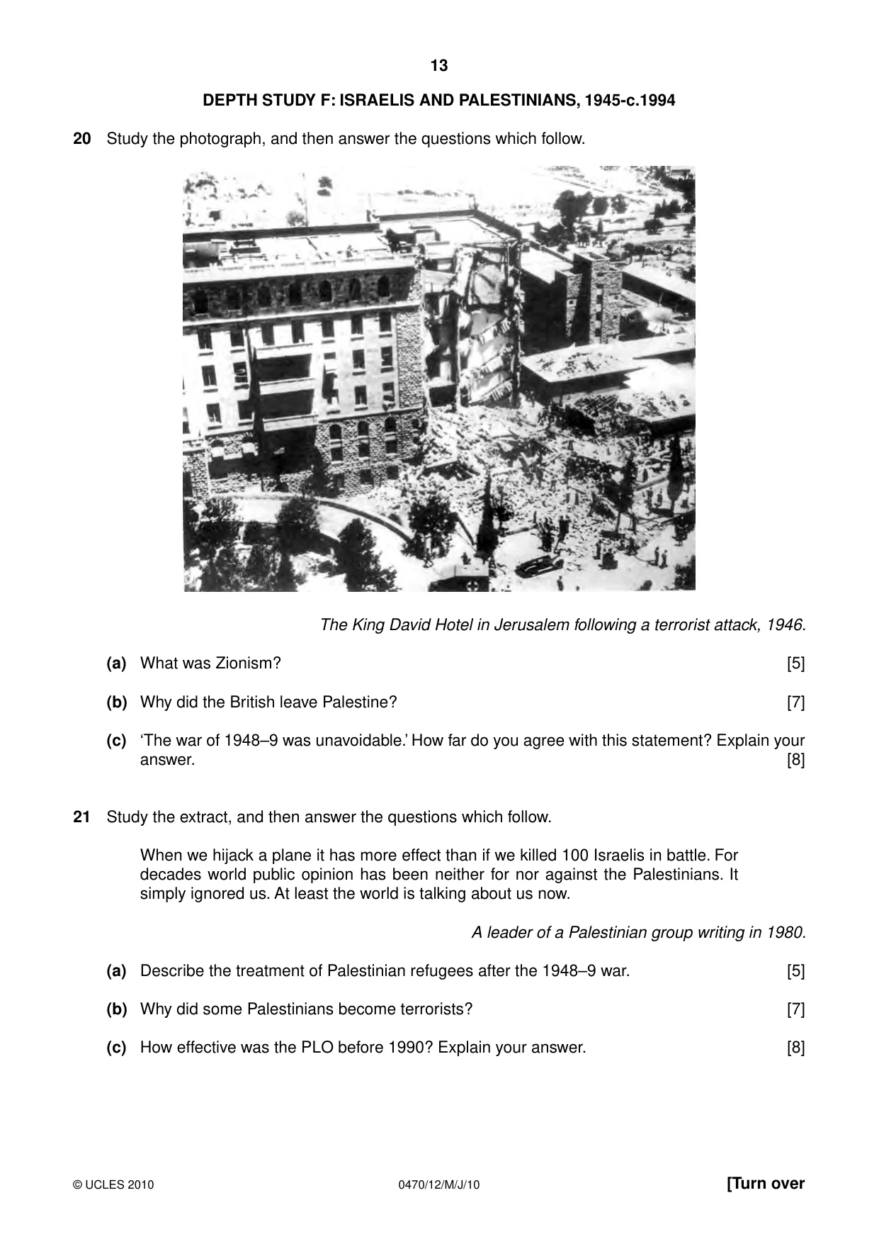Cambridge IGCSE History 0470 2010 May/June Paper 1 · Variant 2 question paper, page 13 of 16