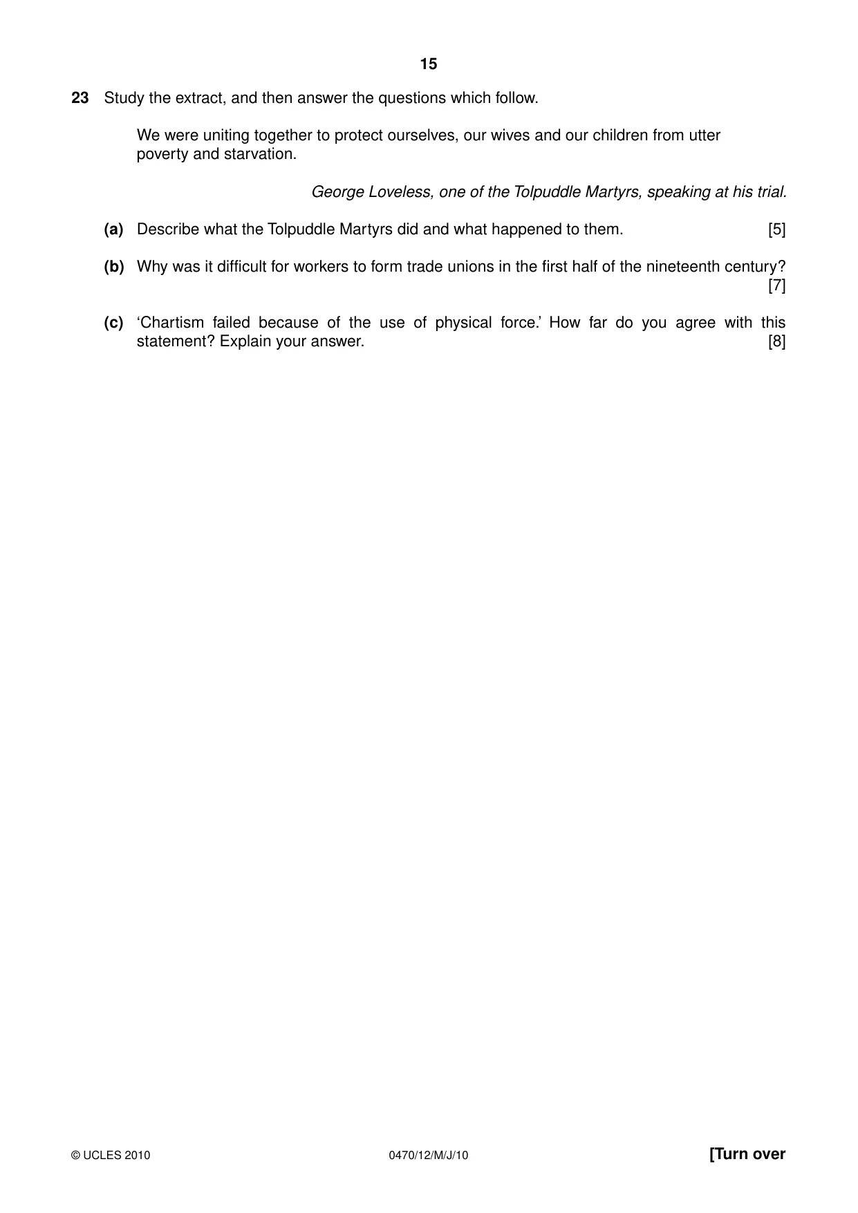 Cambridge IGCSE History 0470 2010 May/June Paper 1 · Variant 2 question paper, page 15 of 16