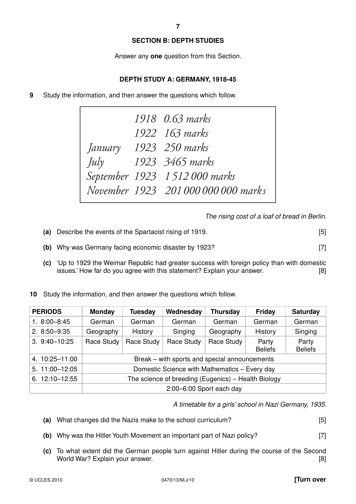 Cambridge IGCSE History 0470 2010 May/June Paper 1 · Variant 3 question paper, page 7 of 20
