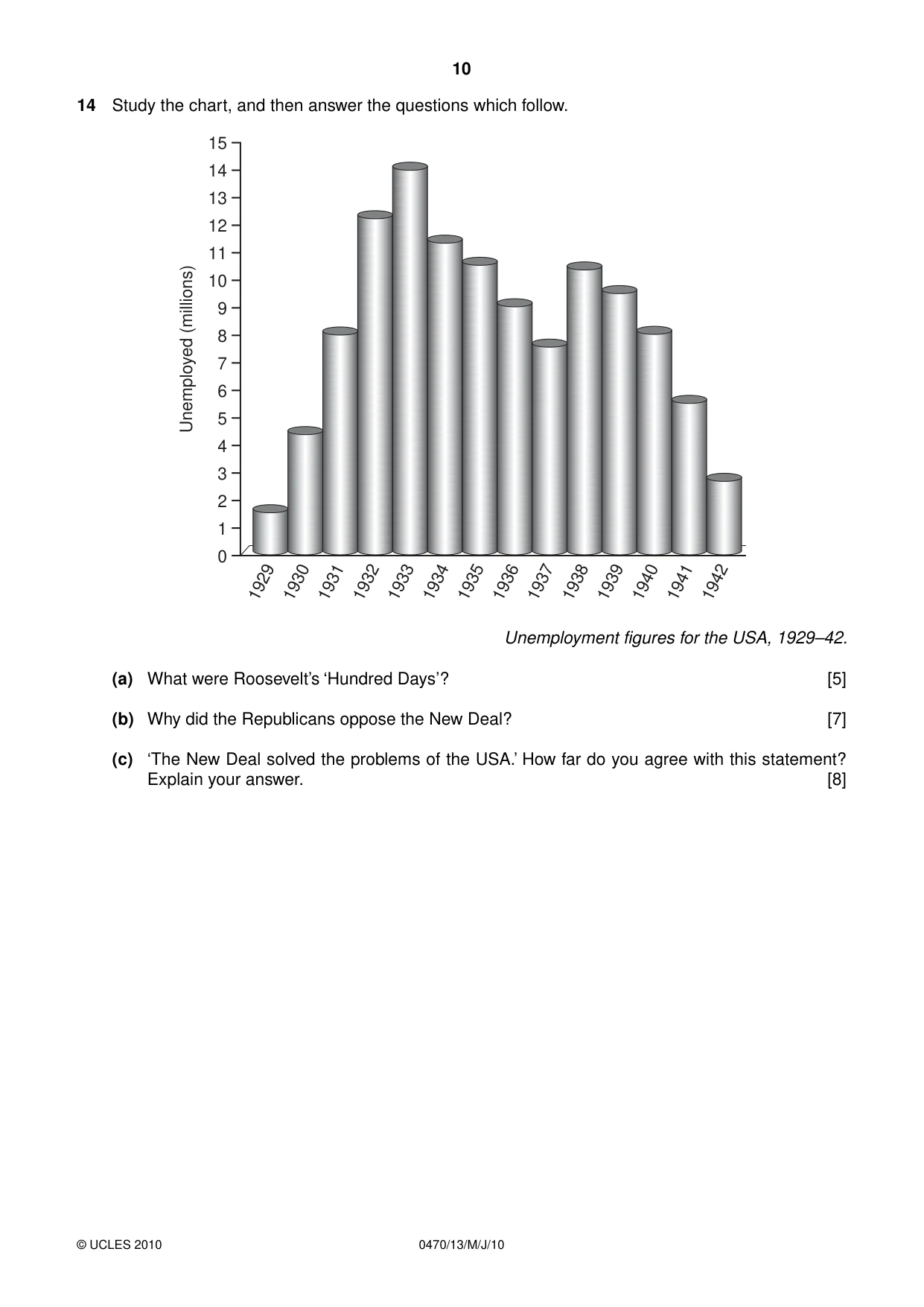 Cambridge IGCSE History 0470 2010 May/June Paper 1 · Variant 3 question paper, page 10 of 20