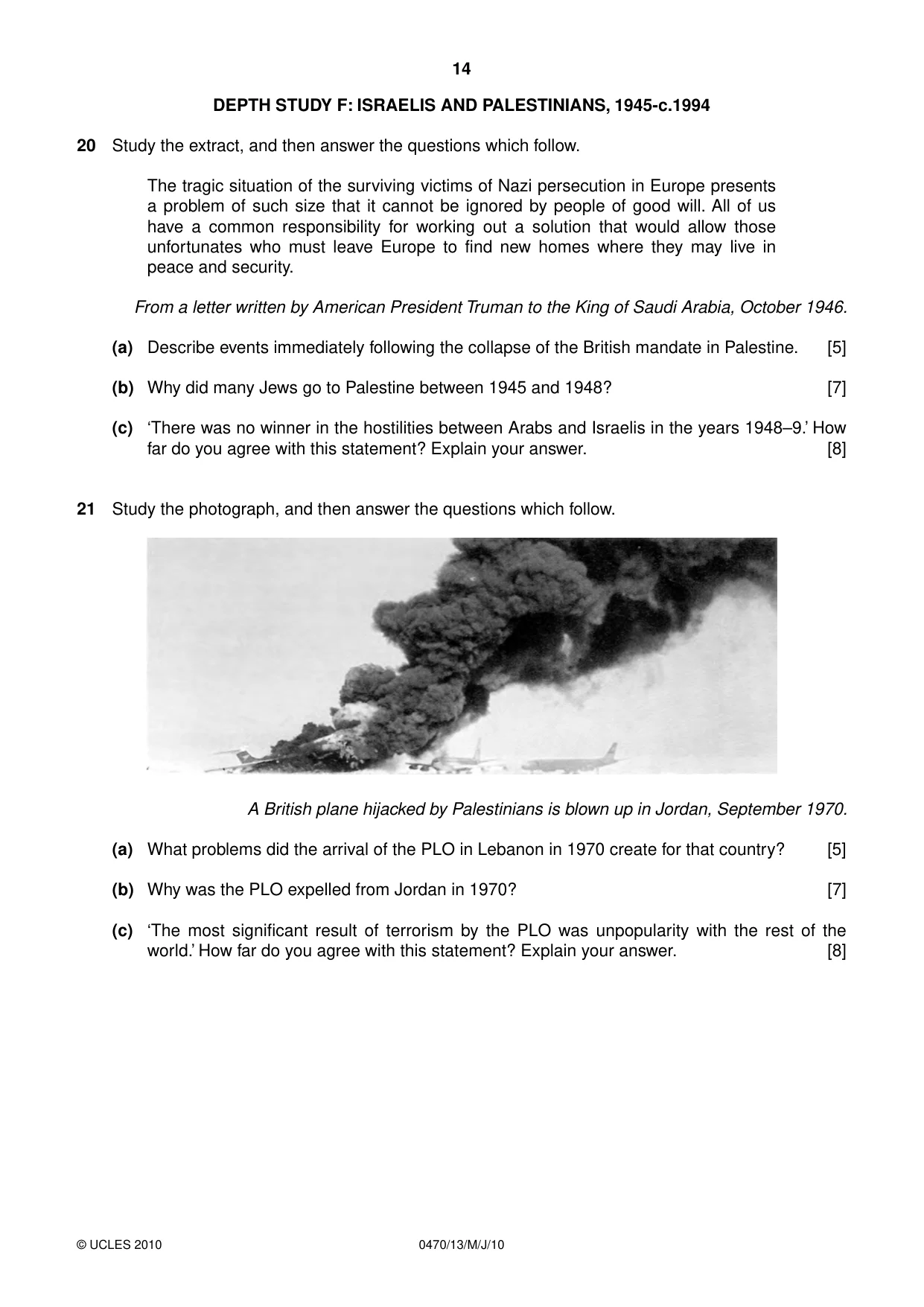 Cambridge IGCSE History 0470 2010 May/June Paper 1 · Variant 3 question paper, page 14 of 20