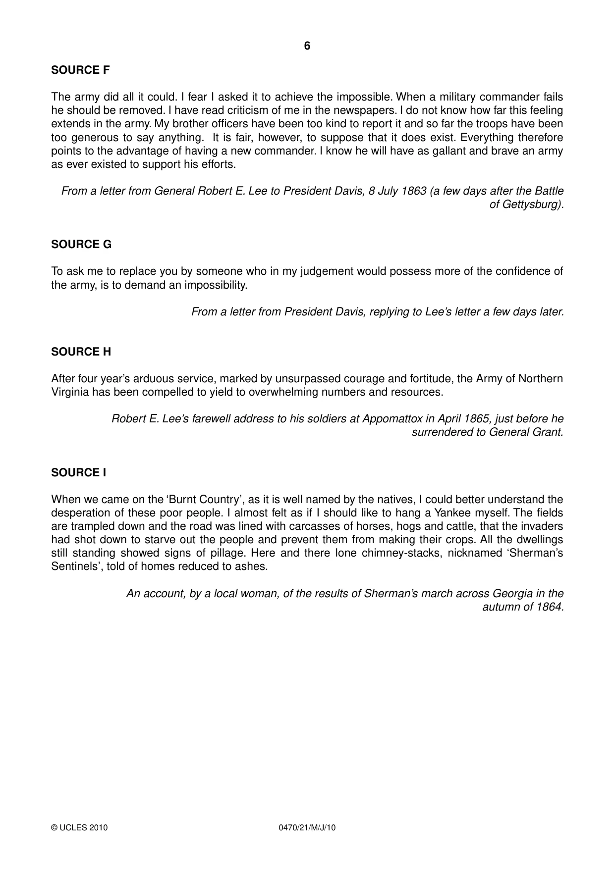 Cambridge IGCSE History 0470 2010 May/June Paper 2 · Variant 1 question paper, page 6 of 16