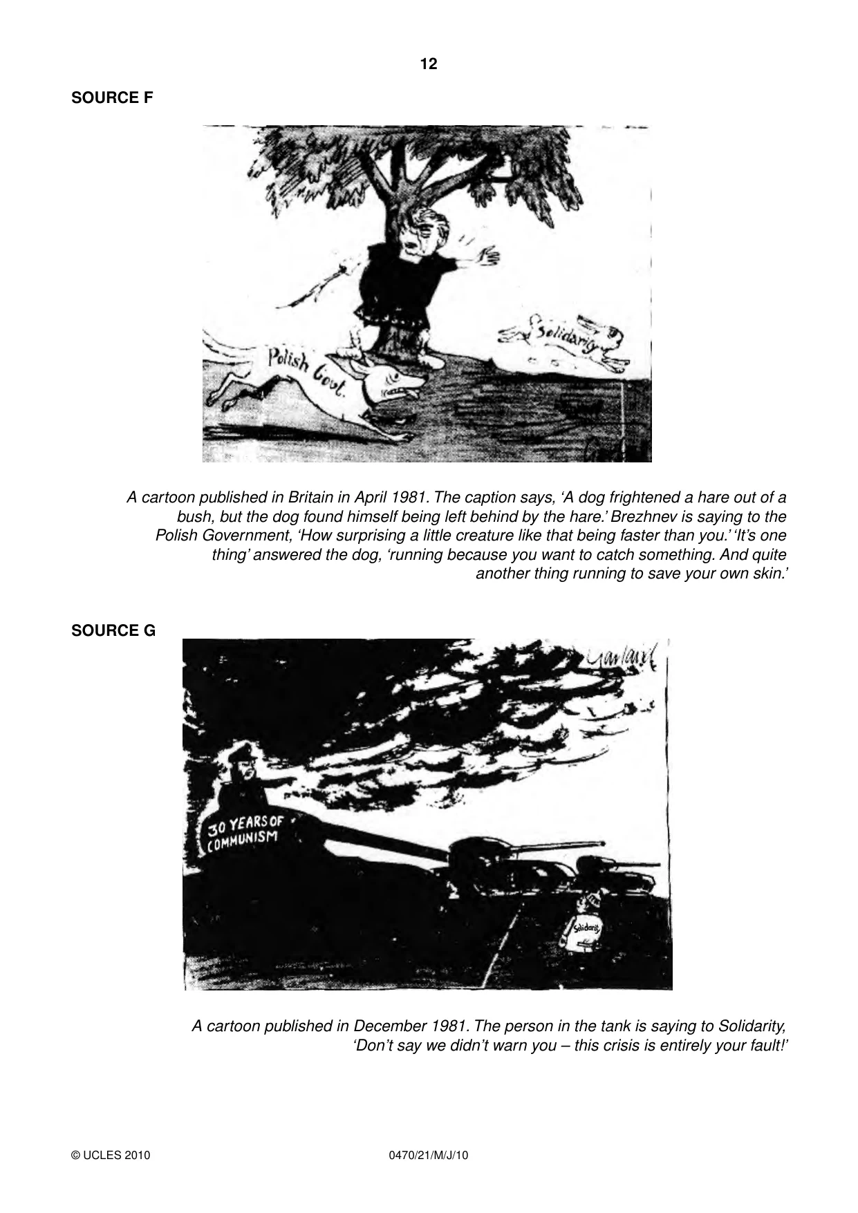 Cambridge IGCSE History 0470 2010 May/June Paper 2 · Variant 1 question paper, page 12 of 16