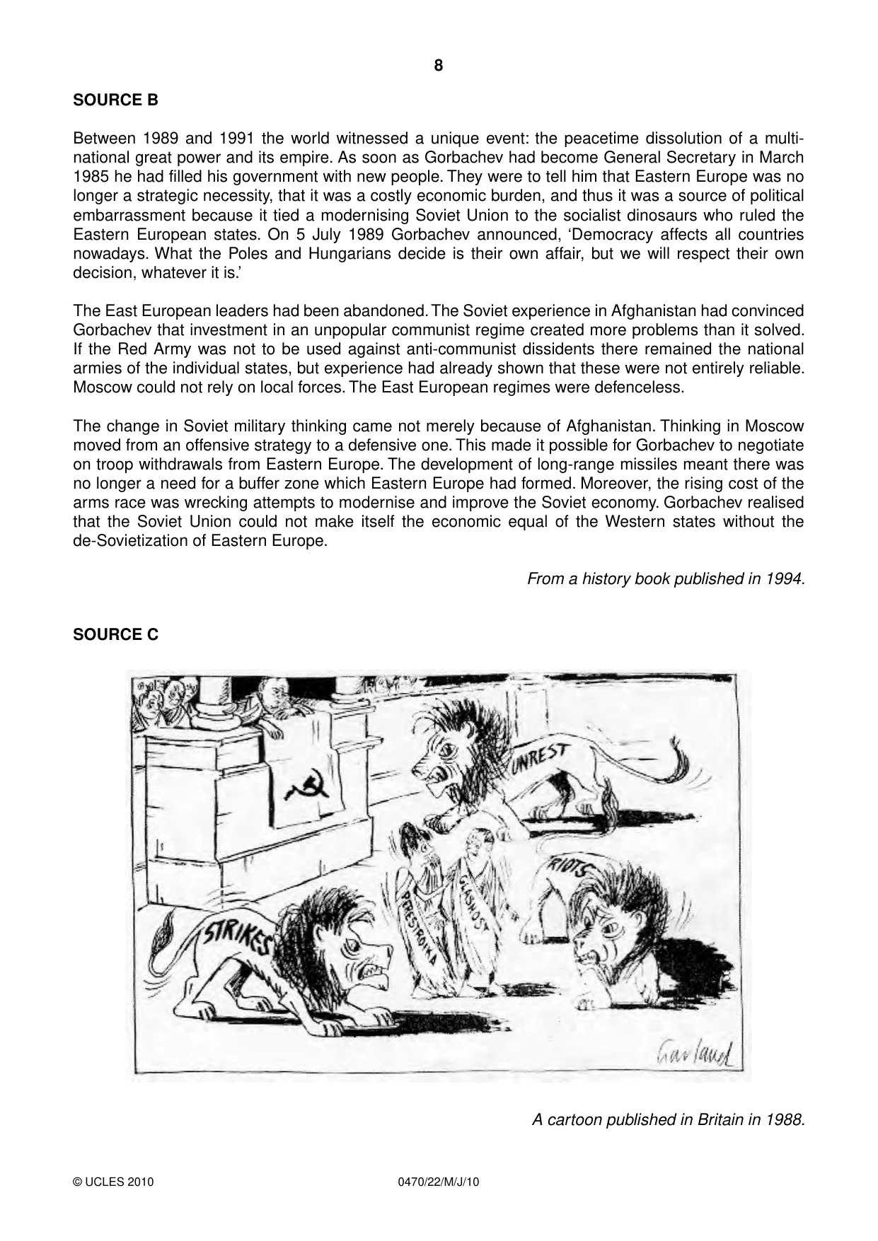 Cambridge IGCSE History 0470 2010 May/June Paper 2 · Variant 2 question paper, page 8 of 12