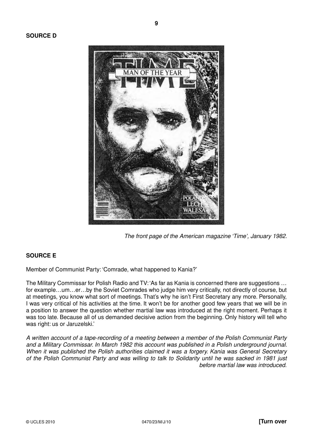 Cambridge IGCSE History 0470 2010 May/June Paper 2 · Variant 3 question paper, page 9 of 12