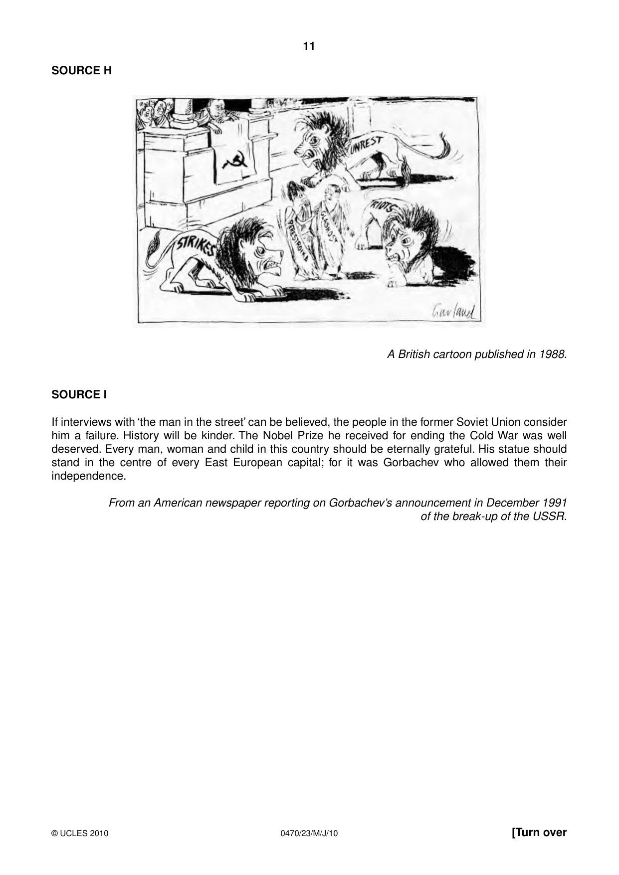 Cambridge IGCSE History 0470 2010 May/June Paper 2 · Variant 3 question paper, page 11 of 12