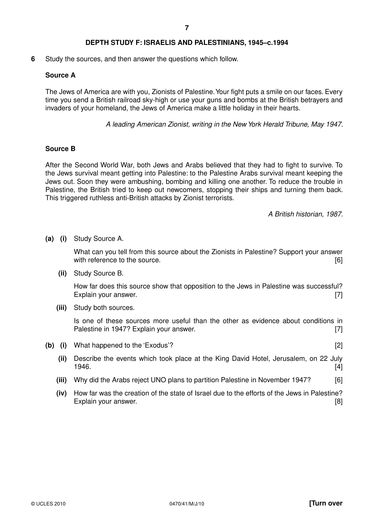 Cambridge IGCSE History 0470 2010 May/June Paper 4 · Variant 1 question paper, page 7 of 12