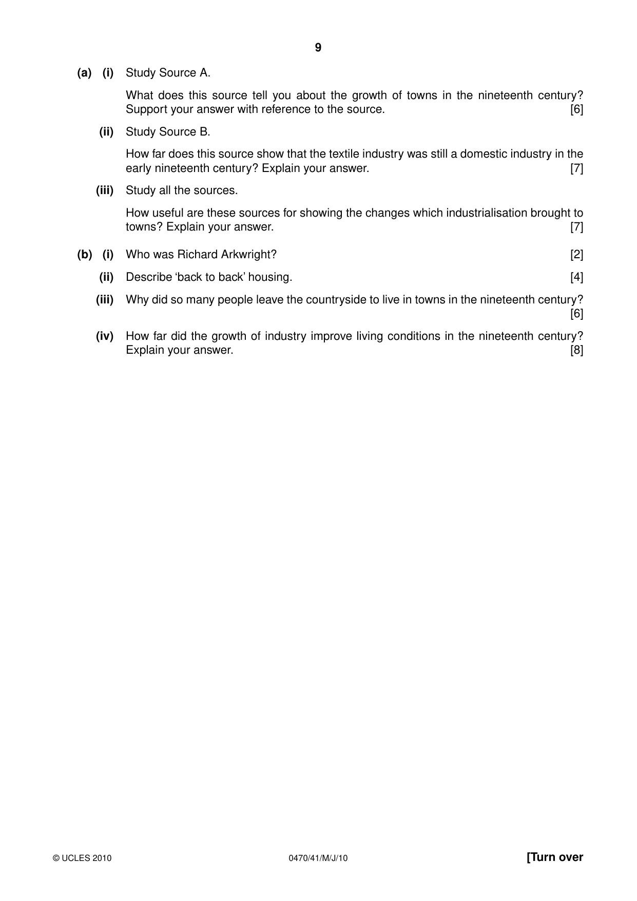 Cambridge IGCSE History 0470 2010 May/June Paper 4 · Variant 1 question paper, page 9 of 12