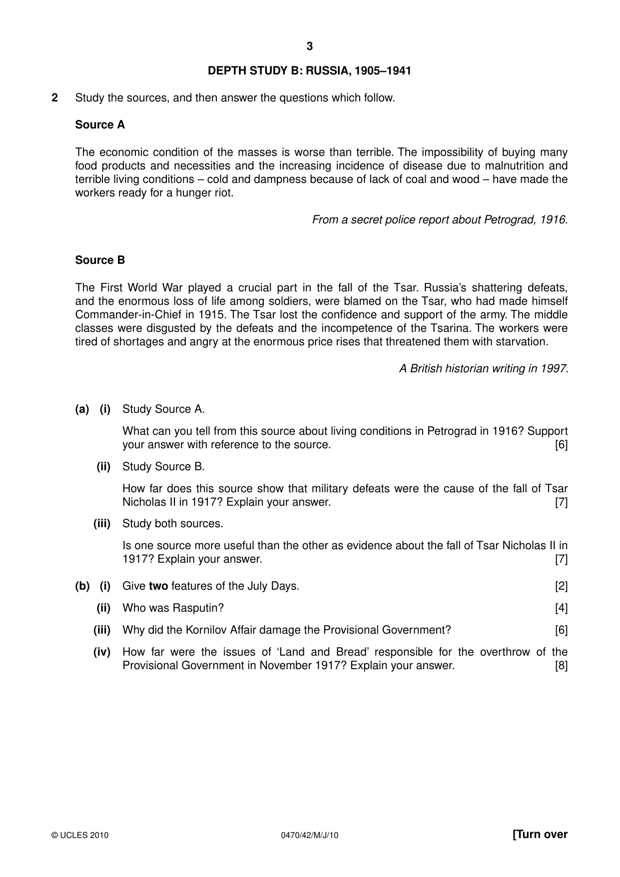 Cambridge IGCSE History 0470 2010 May/June Paper 4 · Variant 2 question paper, page 3 of 12