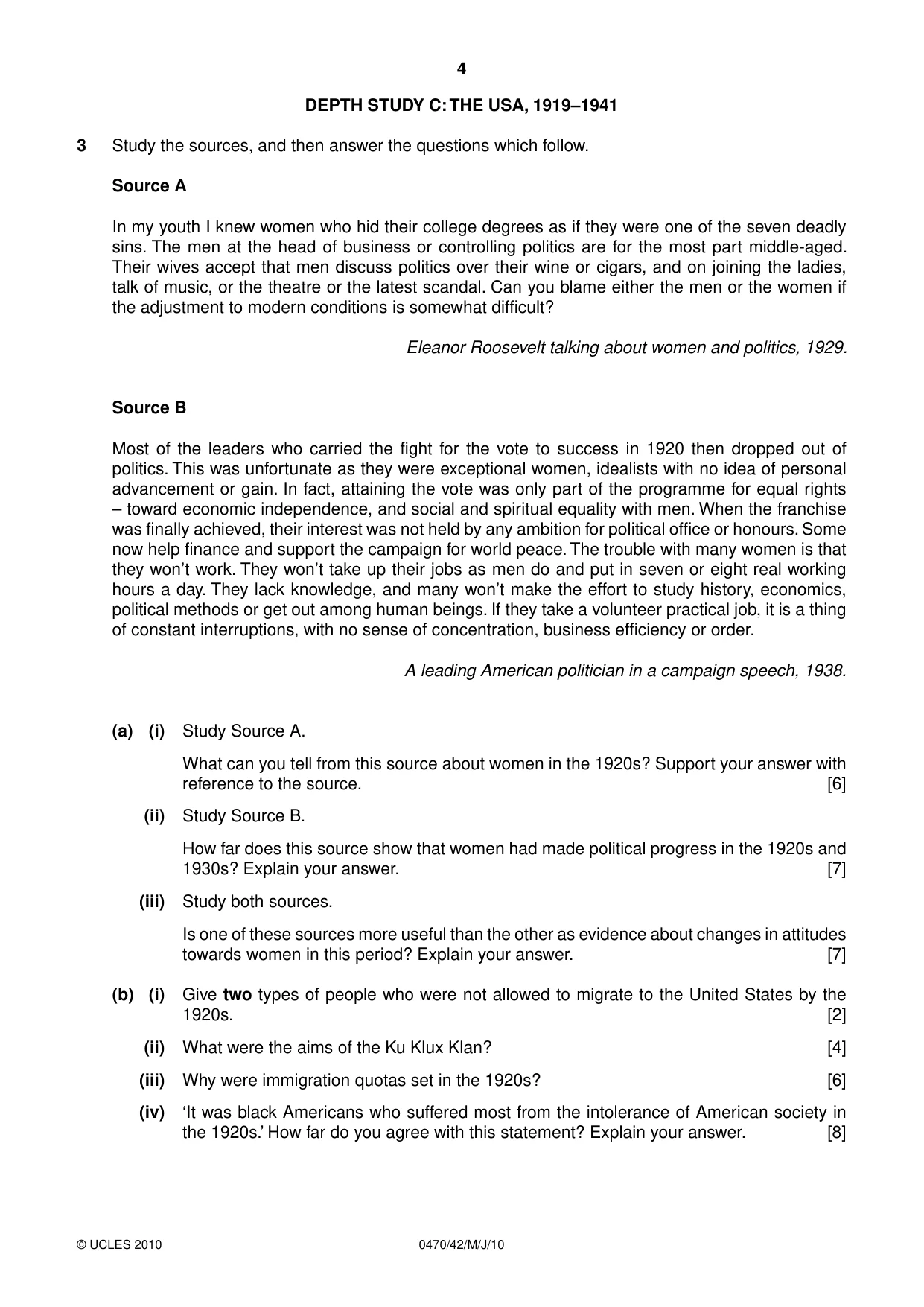 Cambridge IGCSE History 0470 2010 May/June Paper 4 · Variant 2 question paper, page 4 of 12