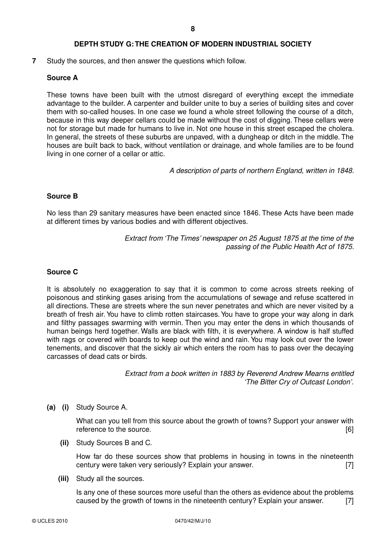 Cambridge IGCSE History 0470 2010 May/June Paper 4 · Variant 2 question paper, page 8 of 12