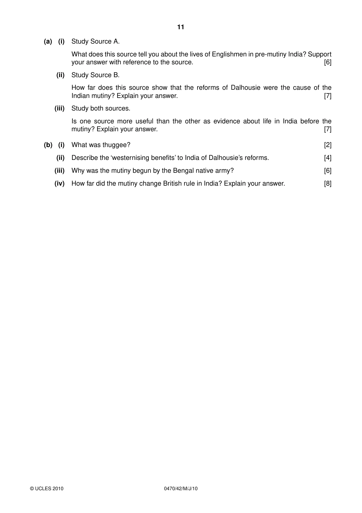 Cambridge IGCSE History 0470 2010 May/June Paper 4 · Variant 2 question paper, page 11 of 12