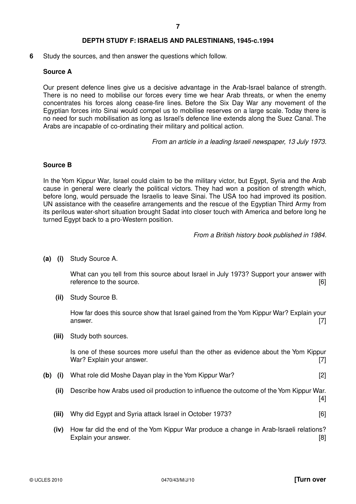 Cambridge IGCSE History 0470 2010 May/June Paper 4 · Variant 3 question paper, page 7 of 12