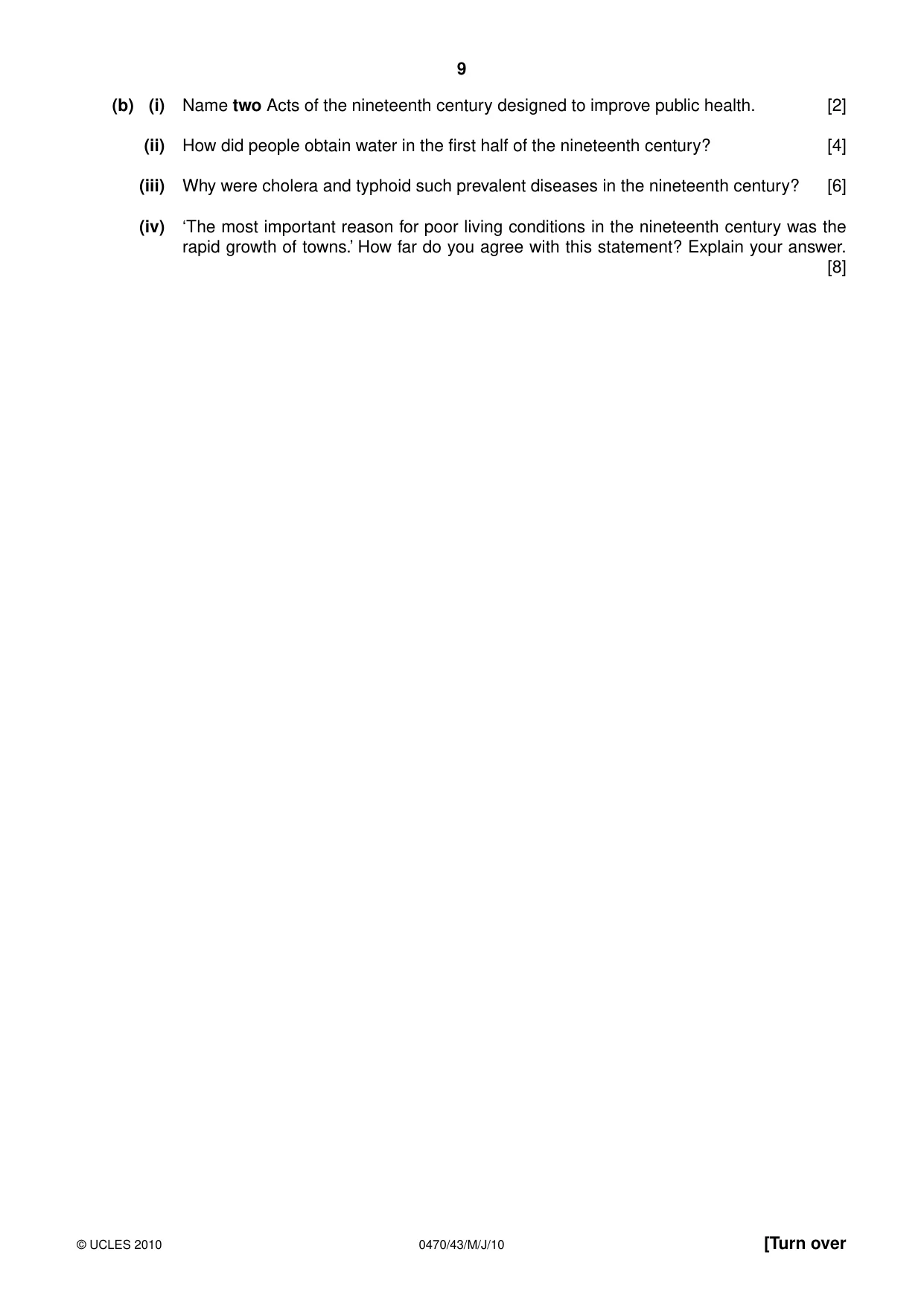 Cambridge IGCSE History 0470 2010 May/June Paper 4 · Variant 3 question paper, page 9 of 12
