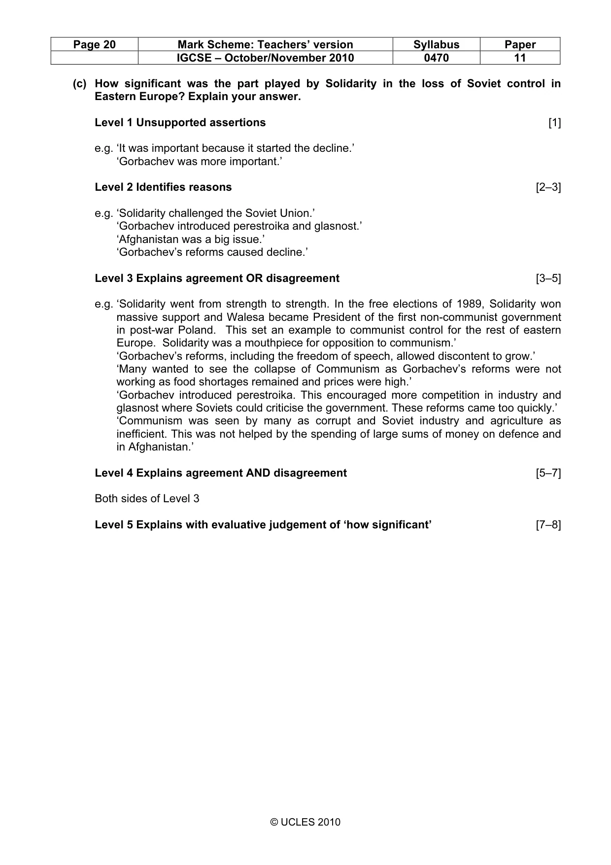 Mark scheme, page 20 of 54