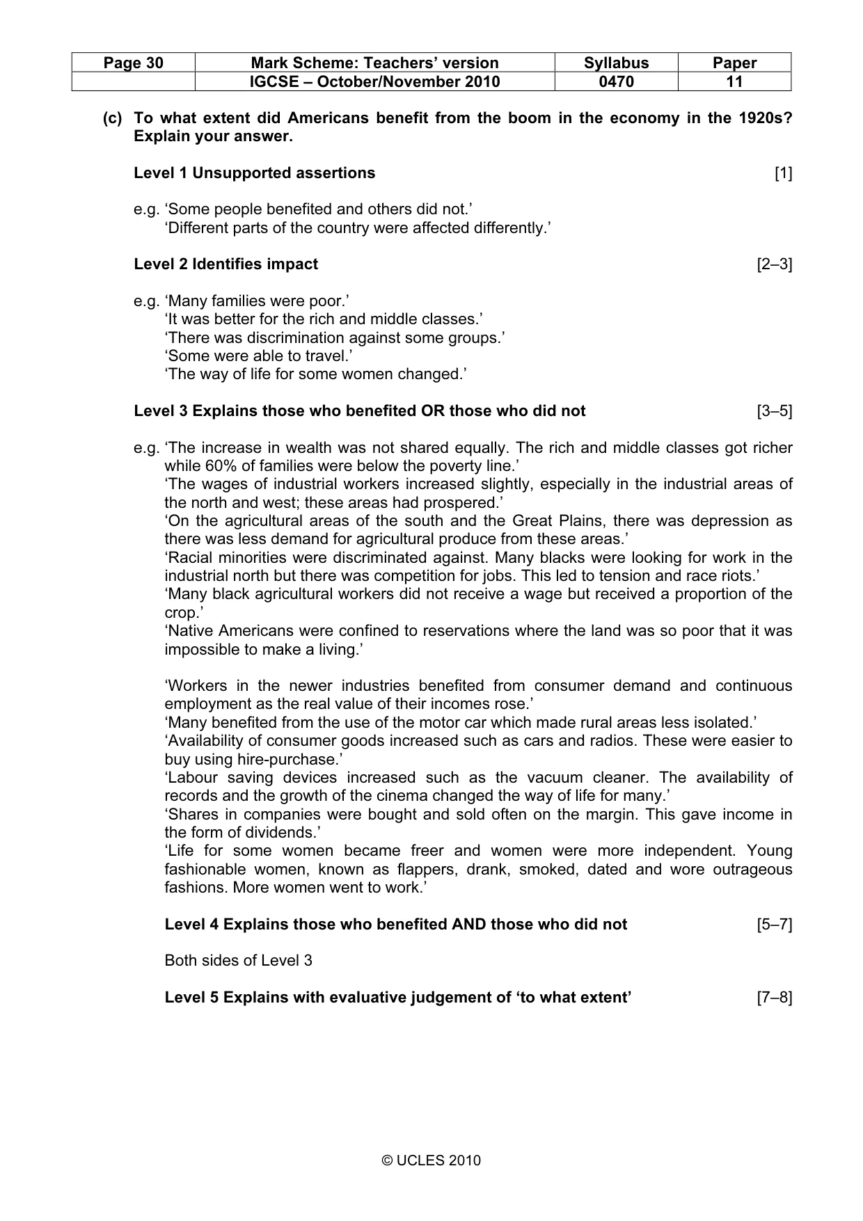 Mark scheme, page 30 of 54
