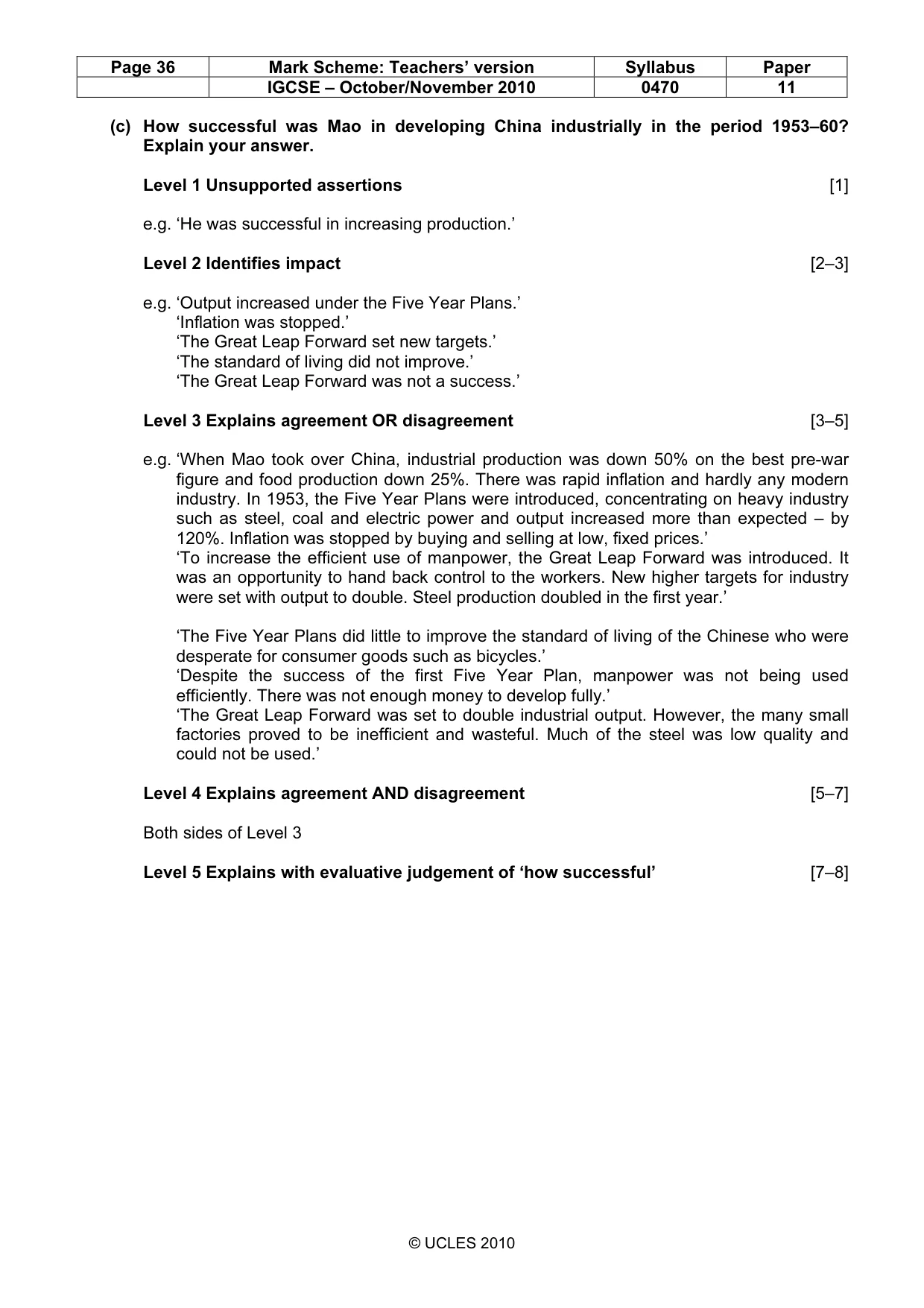 Mark scheme, page 36 of 54