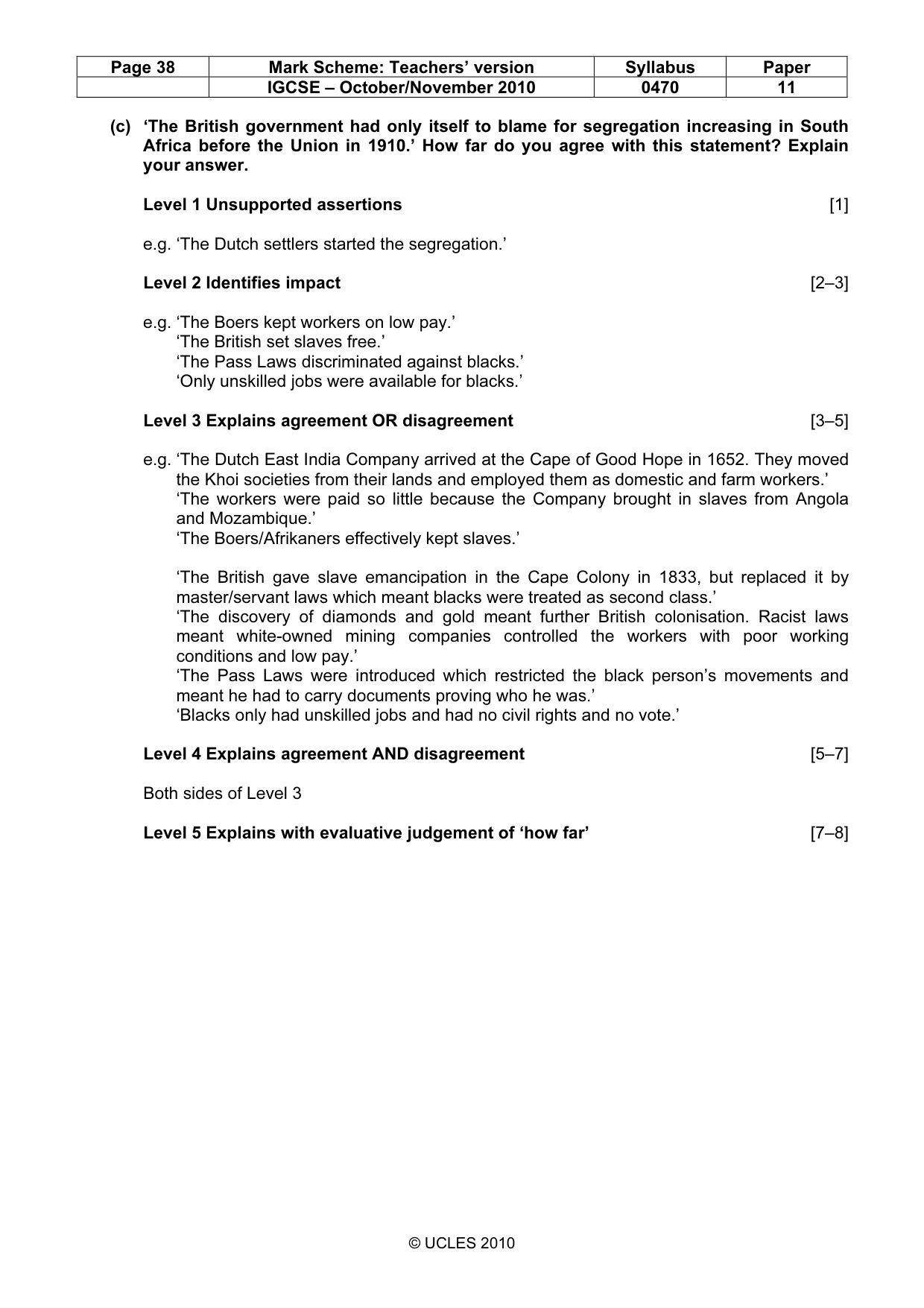 Mark scheme, page 38 of 54