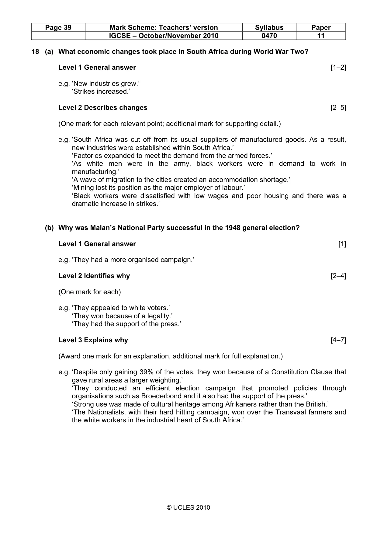 Mark scheme, page 39 of 54