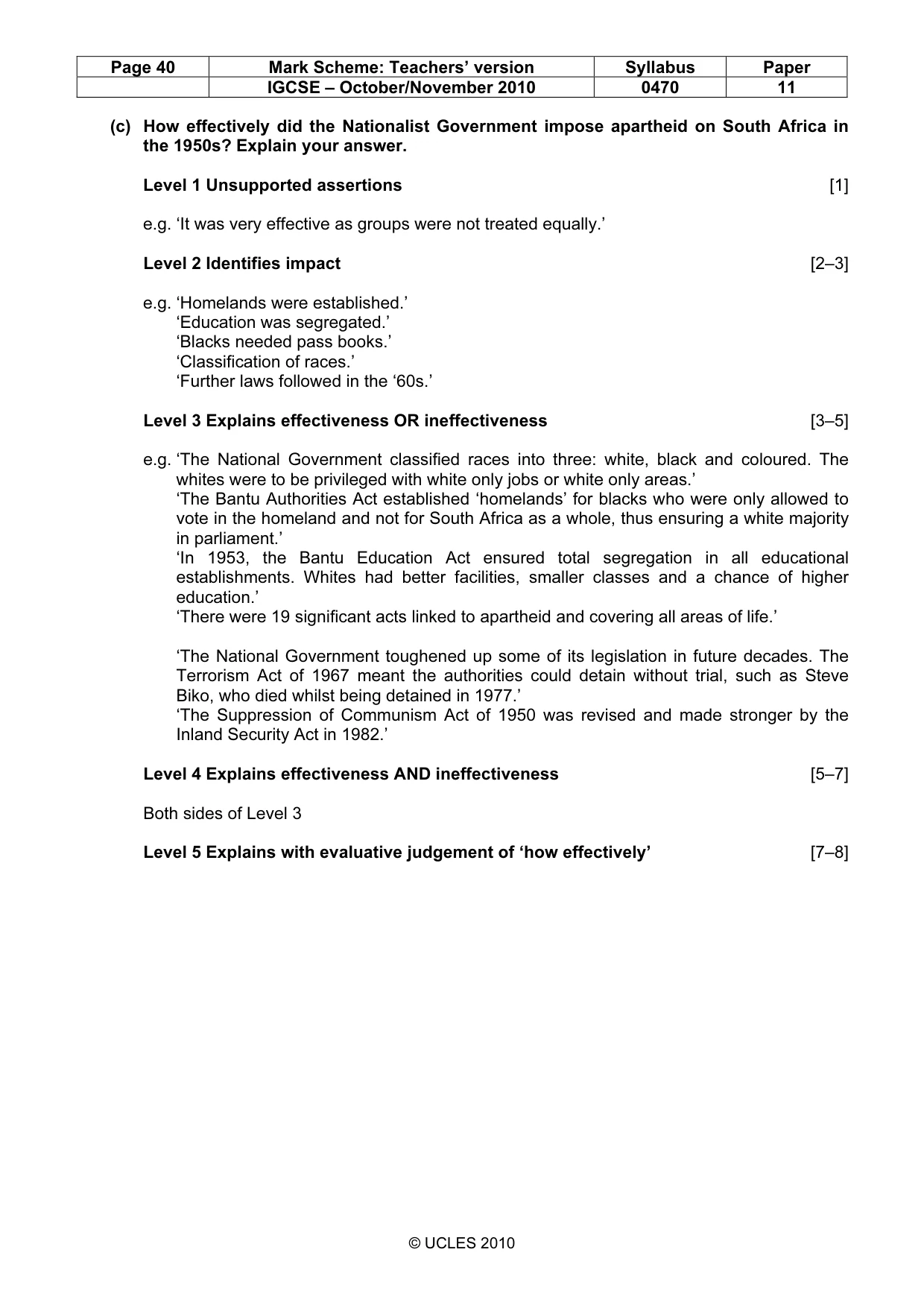 Mark scheme, page 40 of 54