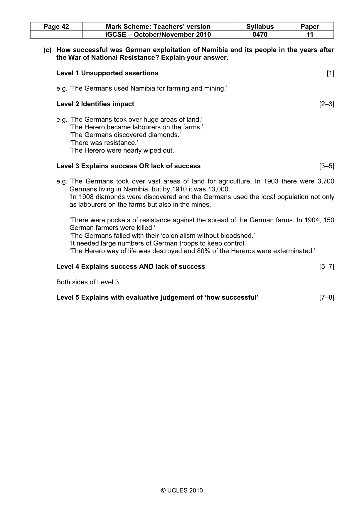 Mark scheme, page 42 of 54