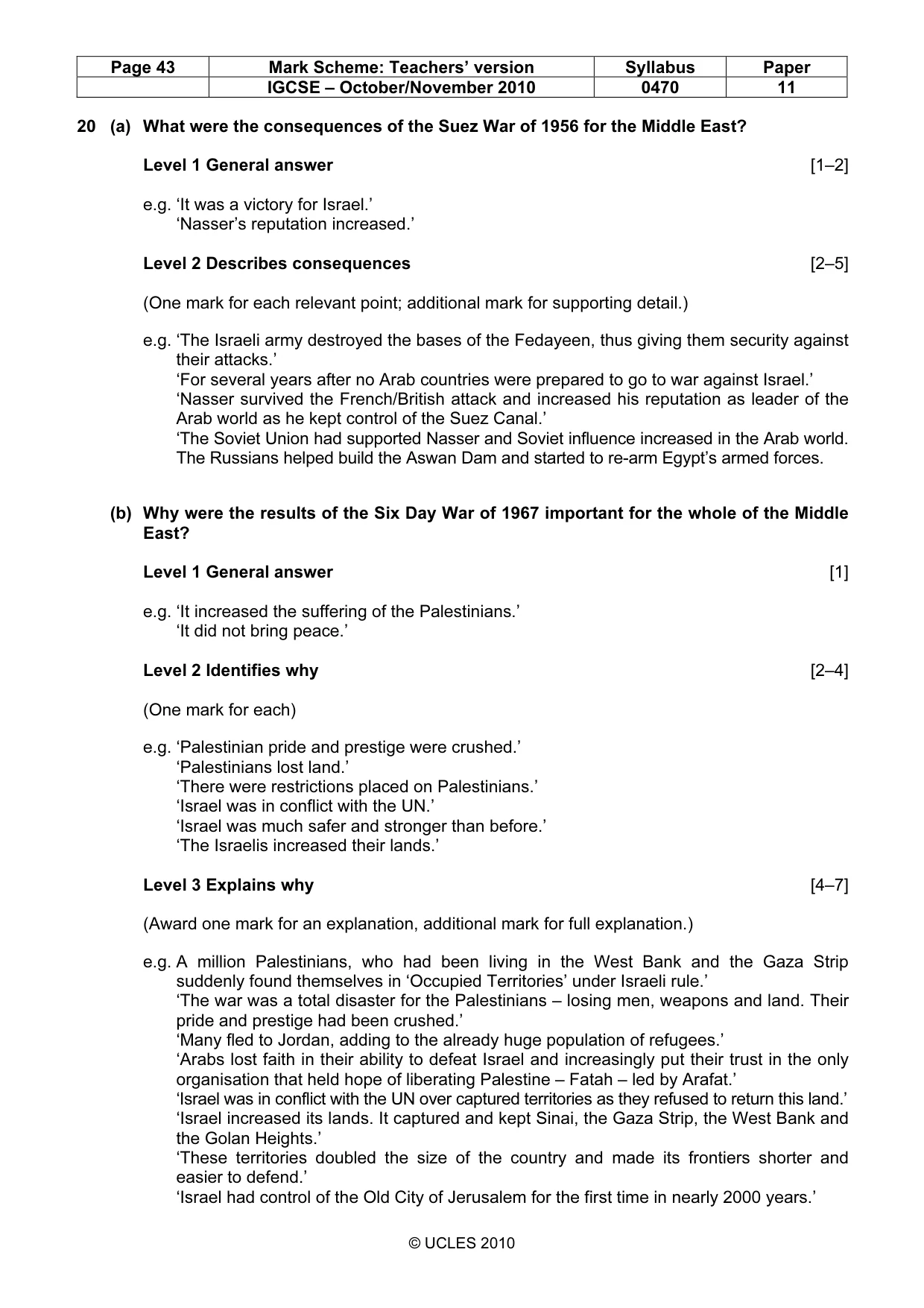 Mark scheme, page 43 of 54