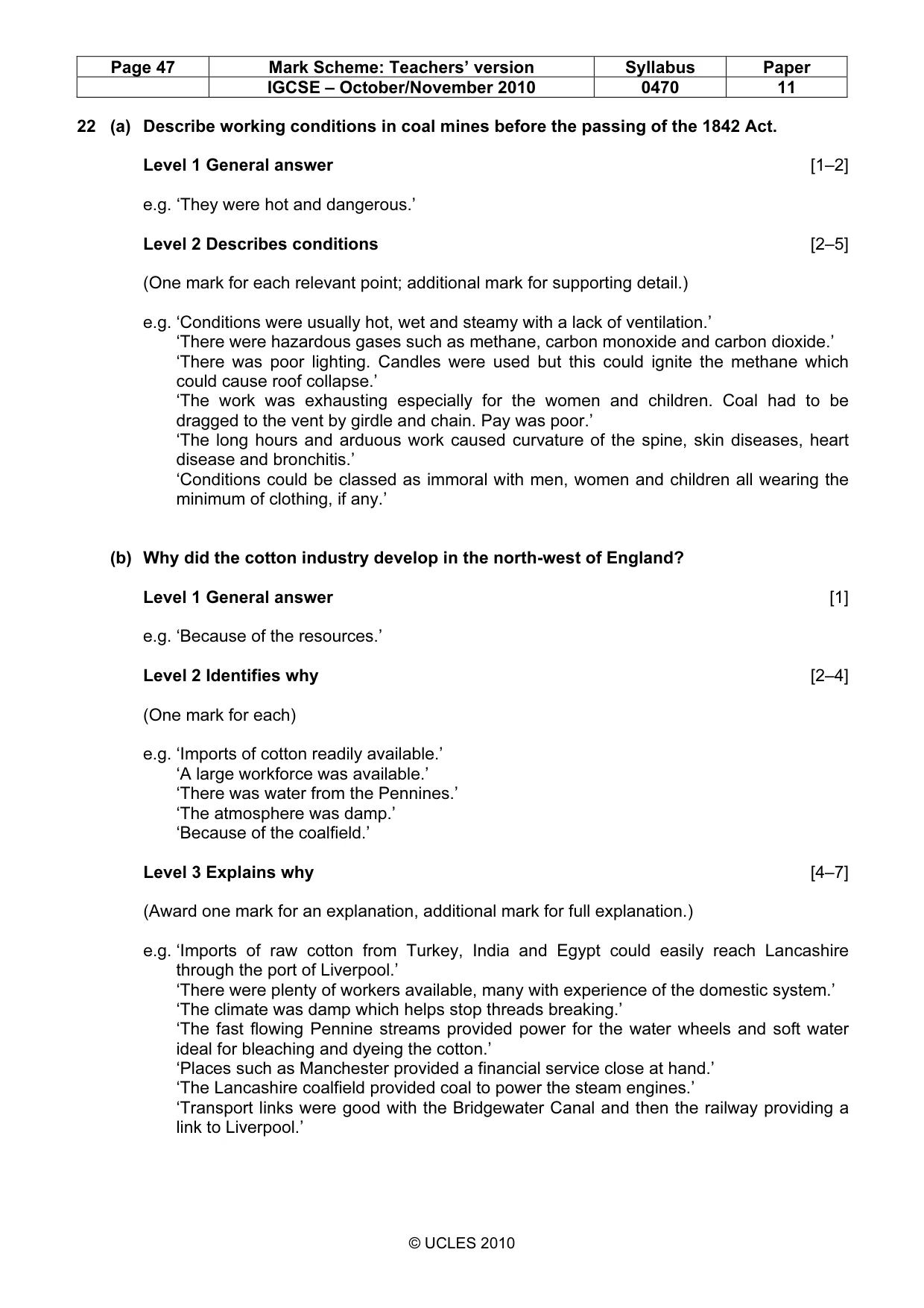 Mark scheme, page 47 of 54