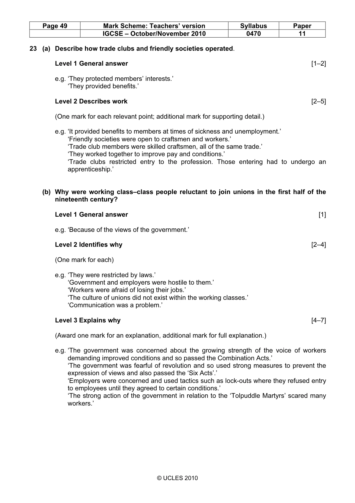 Mark scheme, page 49 of 54