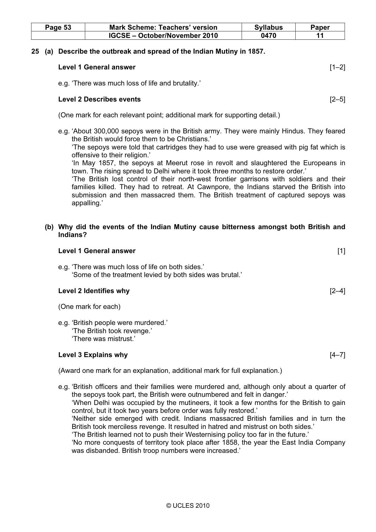 Mark scheme, page 53 of 54