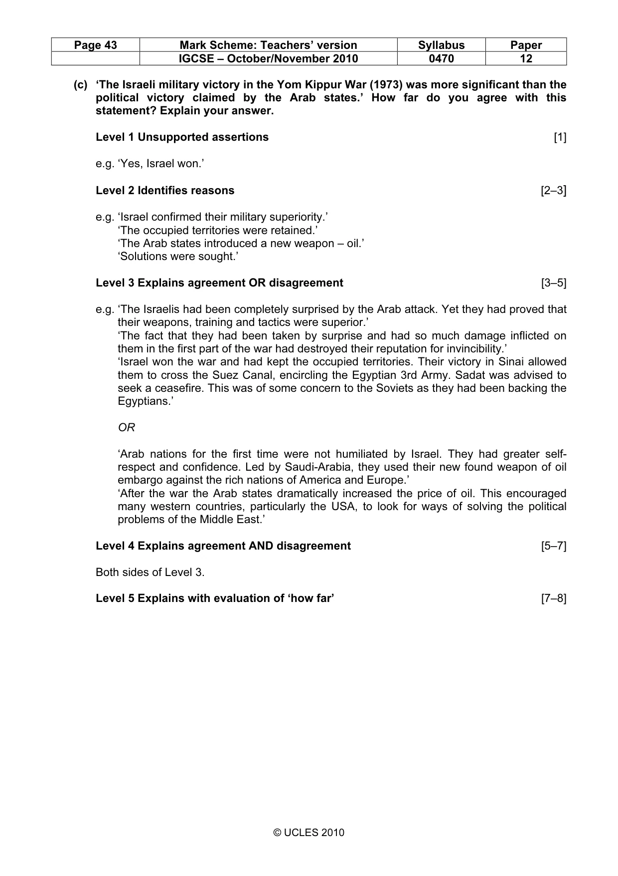 Mark scheme, page 43 of 53