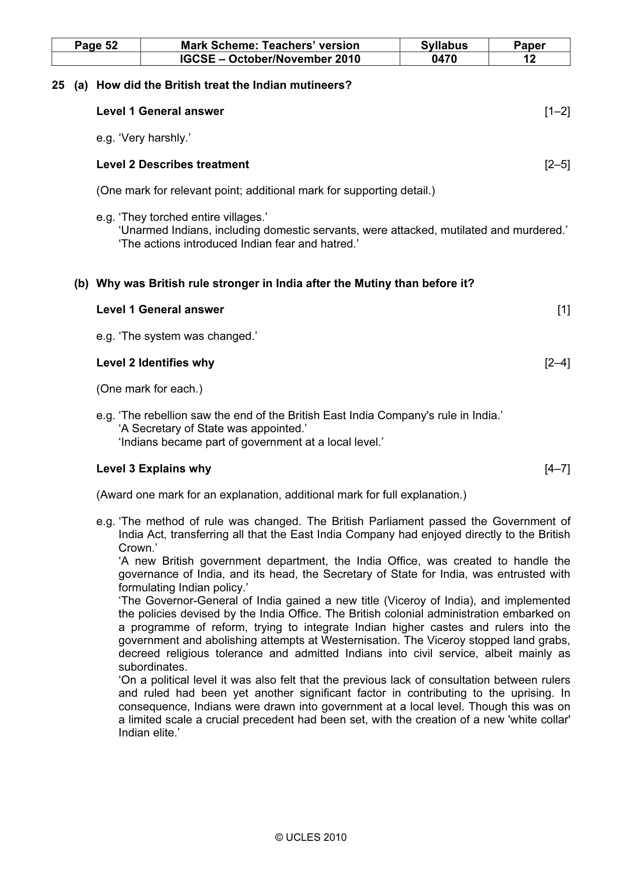 Mark scheme, page 52 of 53