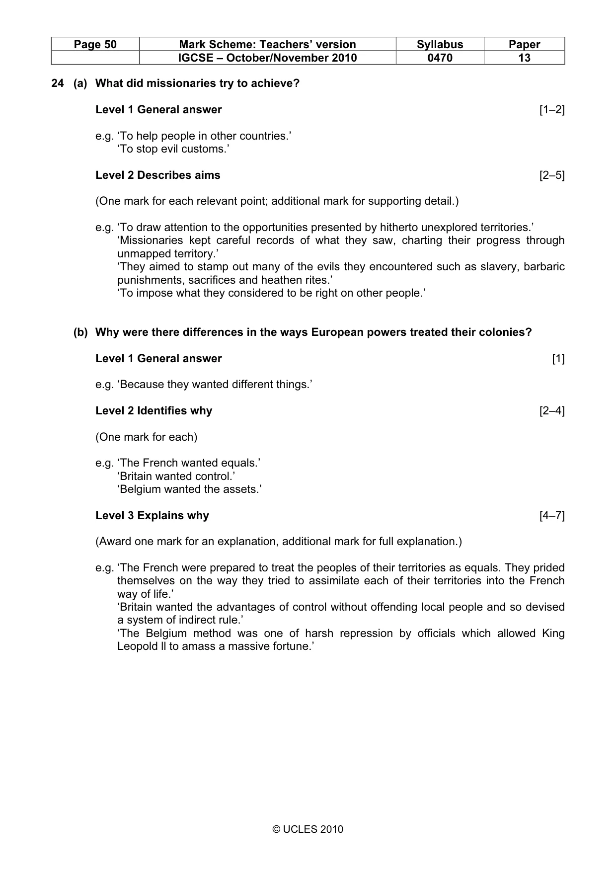 Mark scheme, page 50 of 53