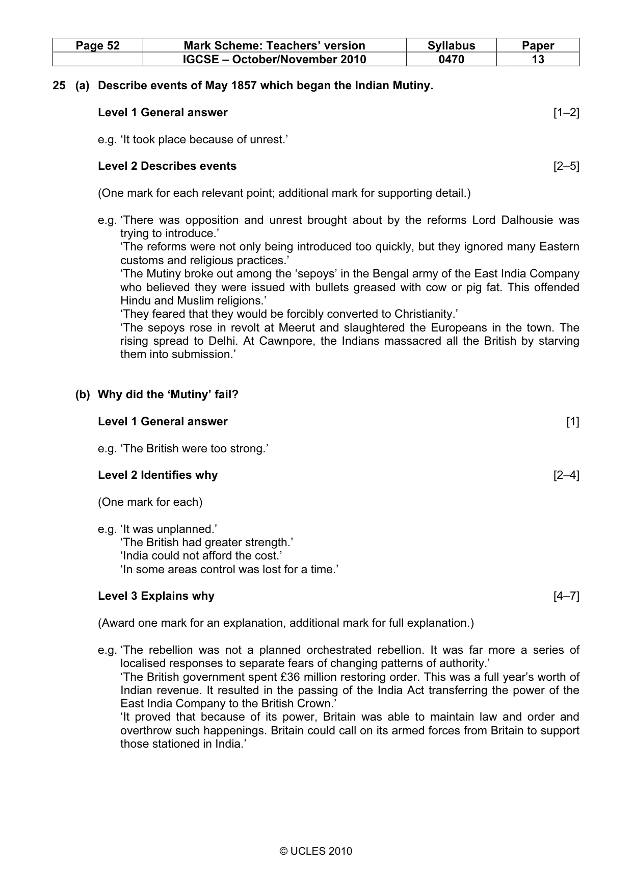 Mark scheme, page 52 of 53