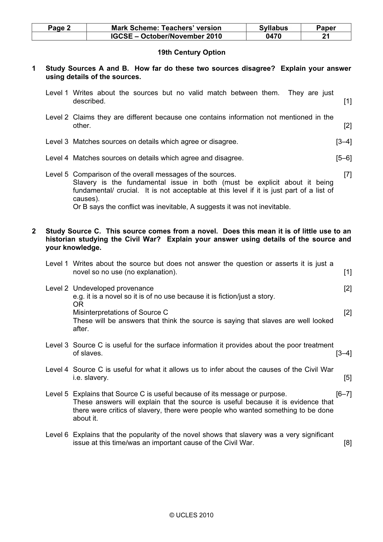 Mark scheme, page 2 of 7